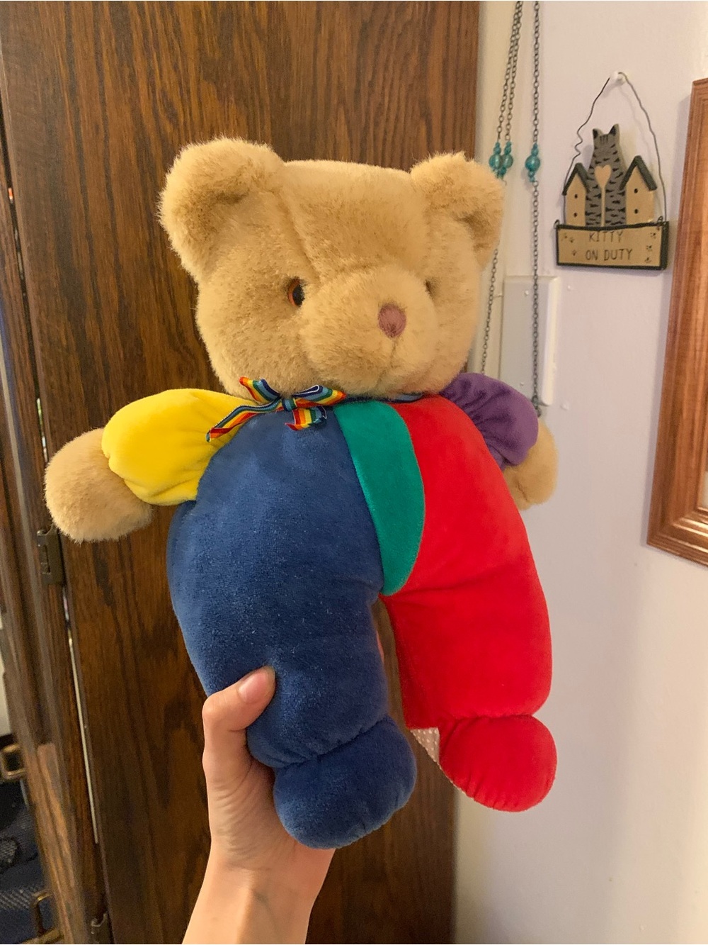 Eden Vintage 1980 Color Block Teddy Bear Plush Stuffed Animal great condition